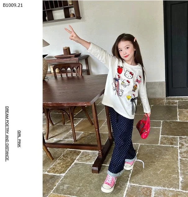  ÁO PHÔNG KITTY DÀI TAY BG -Giá sỉ 90-130: 55k      140-170: 65k