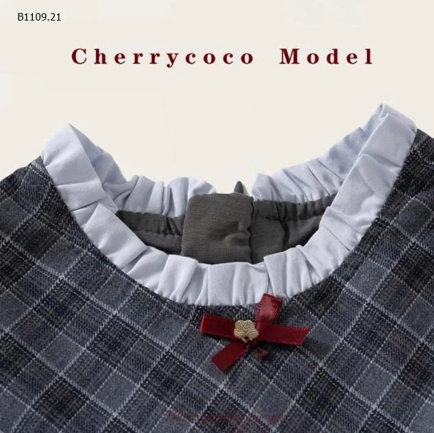 Váy kẻ phối tay nhà Cherycoco  - sỉ 233k