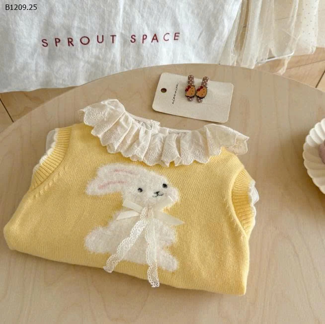 Áo gile vest dệt kim họa tiết hoạt hình phối sơ mi nhà Ningli - sỉ 195k/set 