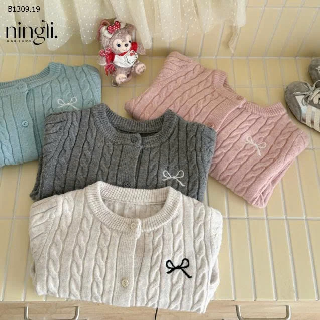 Áo len cardigan dệt kim Ningli cho bé9-Giá sỉ 130k