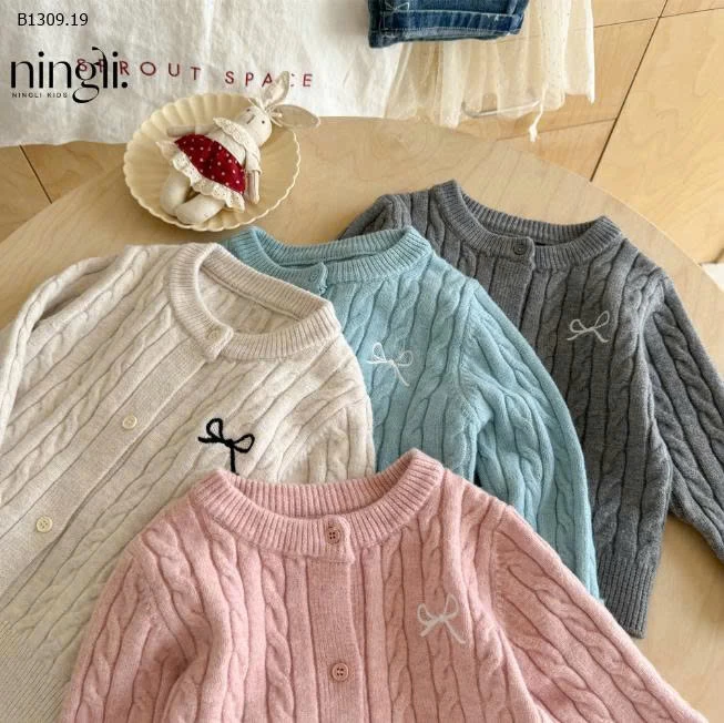 Áo len cardigan dệt kim Ningli cho bé9-Giá sỉ 130k