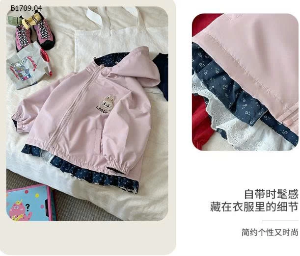 ÁO KHOÁC MŨ 2 MẶT LABUBU CHO BÉ - sỉ 222k