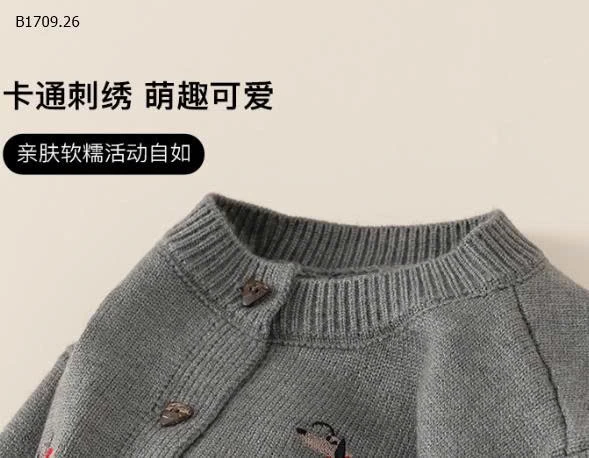 ÁO CADIGAN LEN XÁM THÊU CÚN M.Bang - sỉ 229k