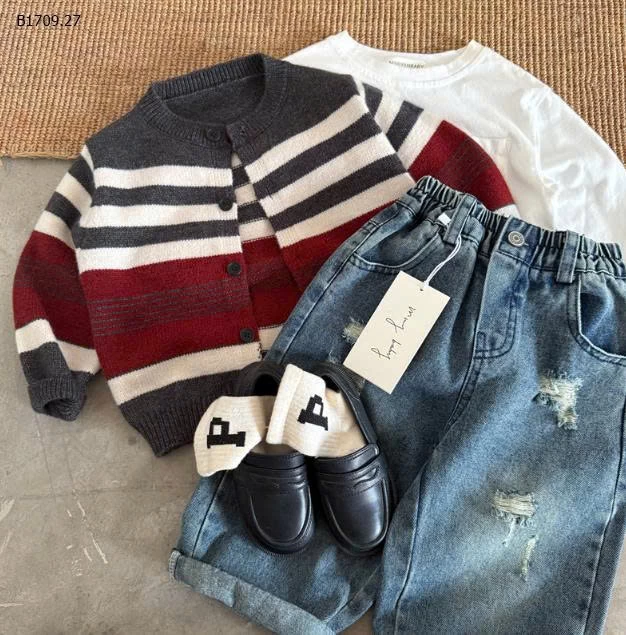 ÁO LEN CARDIGAN KẺ MMY - sỉ 156k