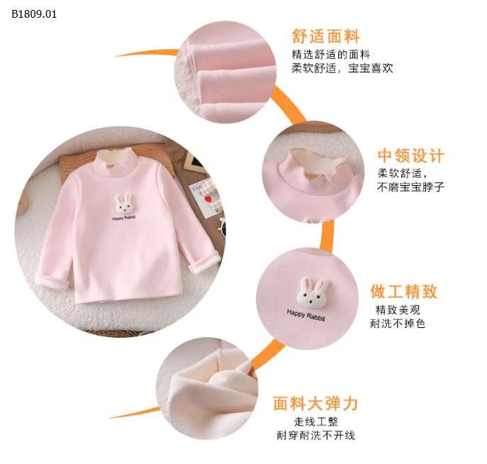 ÁO NỈ THỎ RABIT BÉ GÁI-Giá sỉ sz 80-110: 49k sz 120-140: 59k sz 150: 62k 