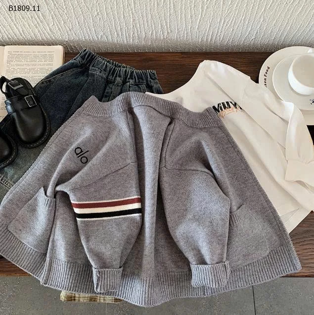 Áo len ALO xám khóa kéo -Giá sỉ Sz 90-120: 173k Sz 140-160:187k 