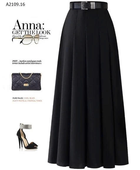 CHÂN VÁY MIDI CÔNG SỞ CHÍNH HÃNG ANNA - Giá sỉ 170K/1 c (kèm đai)