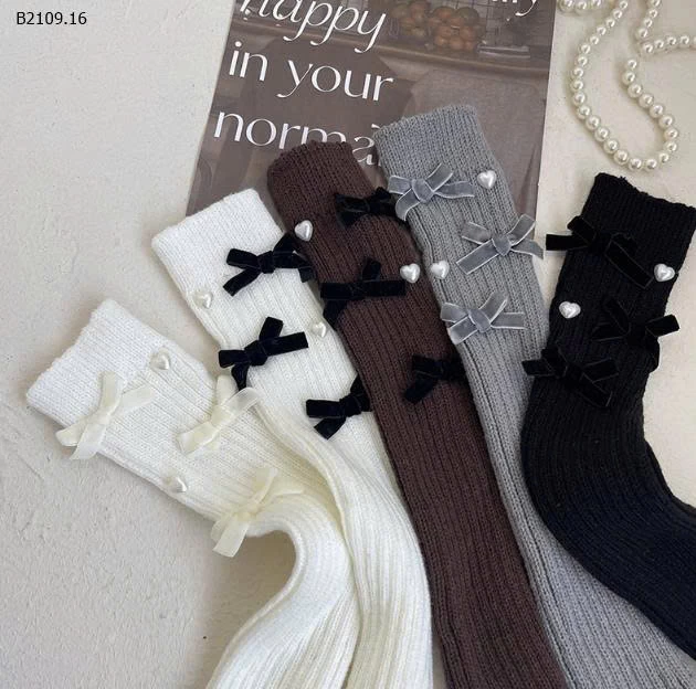 TẤT ỐNG CHÂN ĐÍNH NƠ BG-Giá sỉ 53k/1 đôi bán từ 2 đôi 