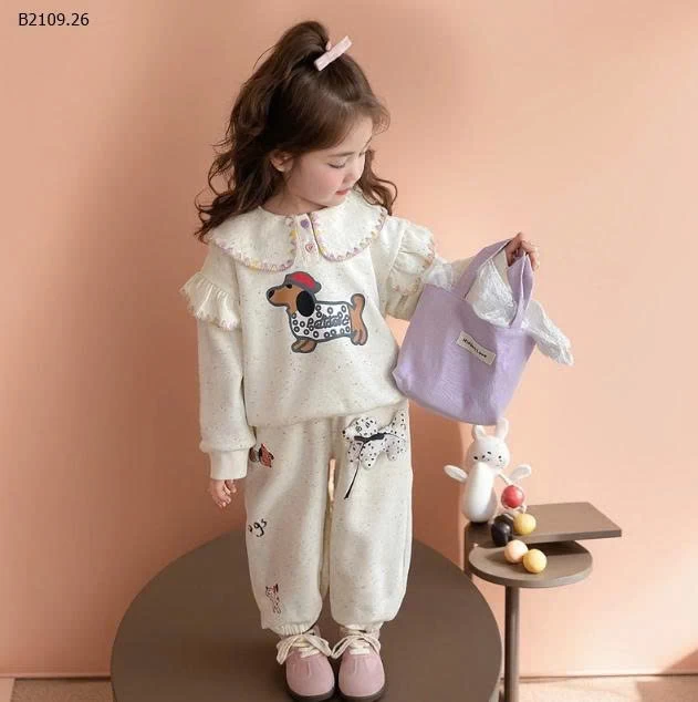 SET NỈ CỔ BÈO NINGLI cho bé gái Dachshund -Giá sỉ 202k 