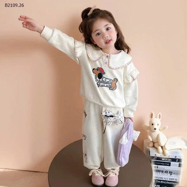 SET NỈ CỔ BÈO NINGLI cho bé gái Dachshund -Giá sỉ 202k 