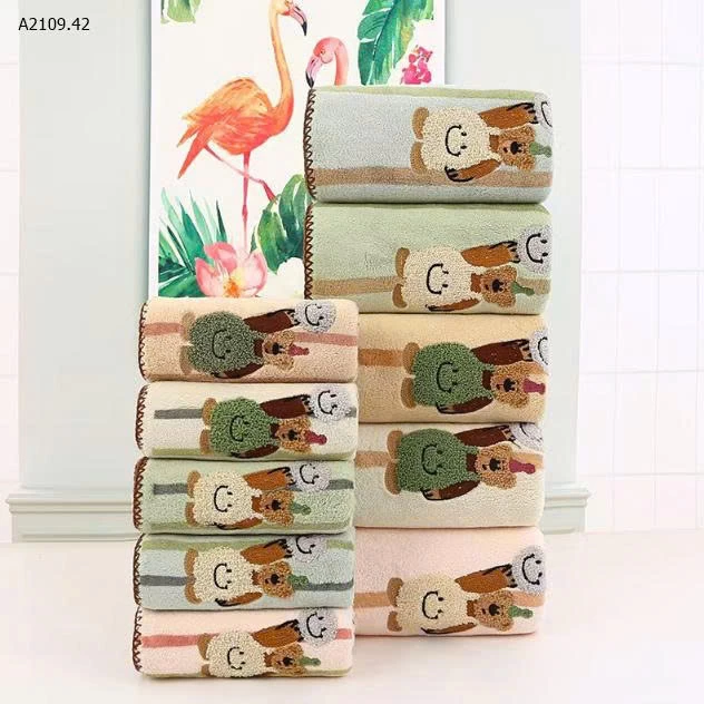 COMBO 2C KHĂN TẮM THÊU GẤU SZ ĐẠI  - Giá sỉ 135k/ combo 2c mix màu
