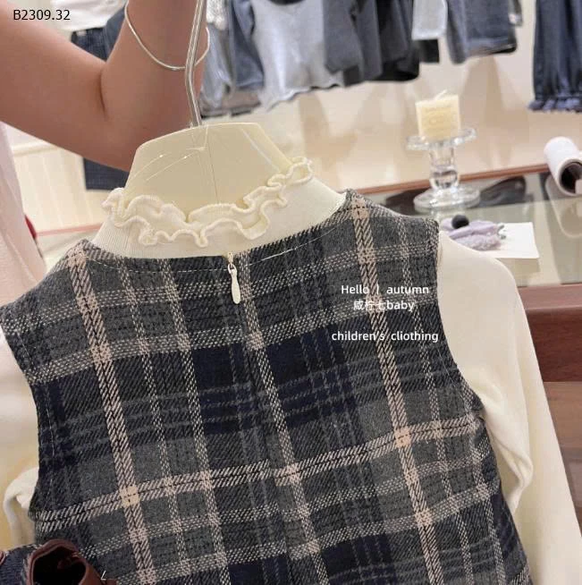 VÁY KẺ KITTY KÈM CẶP CHO BÉ GÁI- sỉ 258k