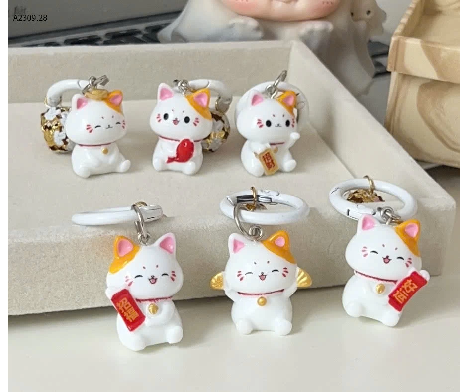  Set 6c Móc khóa chuông 3D Mèo Thần Tài  - Giá sỉ 50k/1 set 