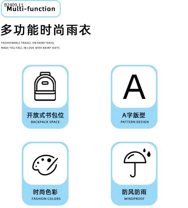 Áo mưa sz đại trẻ em siêu tiện lợi – có ngăn balo sau lưng-Giá sỉ 105k
