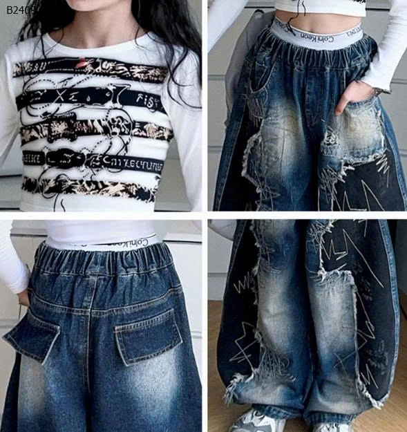 SET ÁO CRT MIX QUẦN JEAN ỐNG RỘNG BG-Giá sỉ áo: 135k  quần: 250k  cả set : 360k