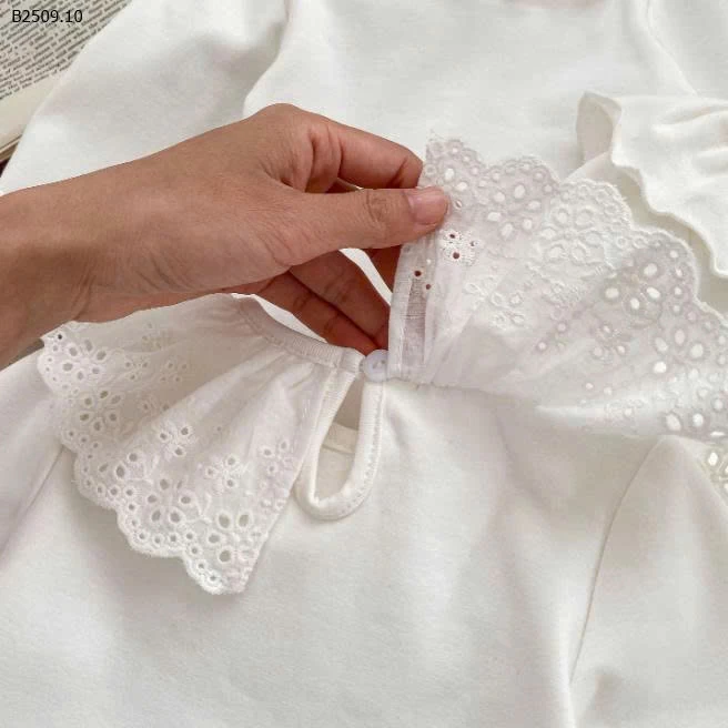 Áo thun cổ ren dài tay màu trơn cho bé - sỉ 110k