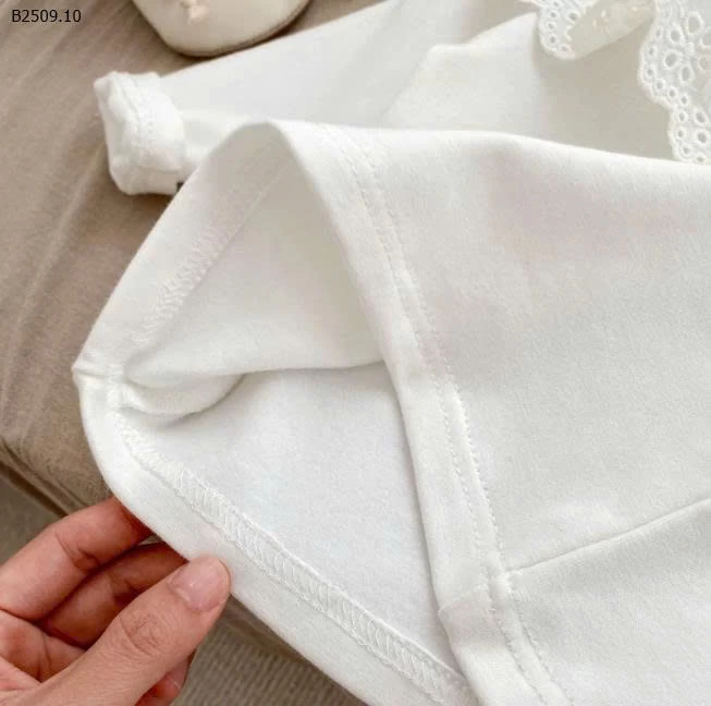 Áo thun cổ ren dài tay màu trơn cho bé - sỉ 110k