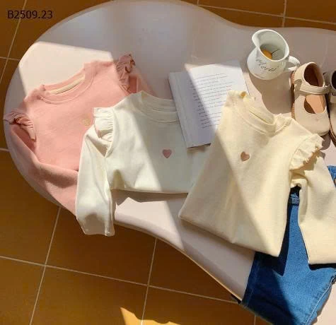 Áo thun dài tay thêu họa tiết tình yêu phong cách Hàn Quốc cho bé- sỉ giá 100k