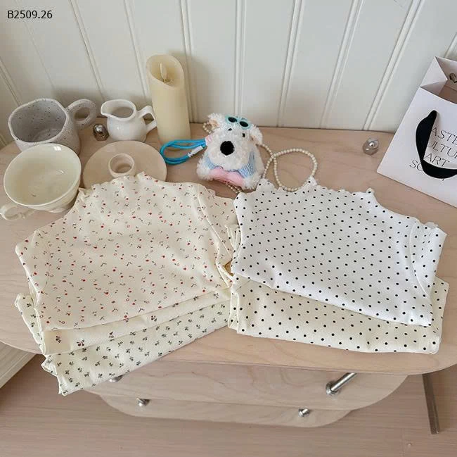 Áo sơ mi ren nơ viền tai họa tiết nhỏ cho bé- sỉ 88k