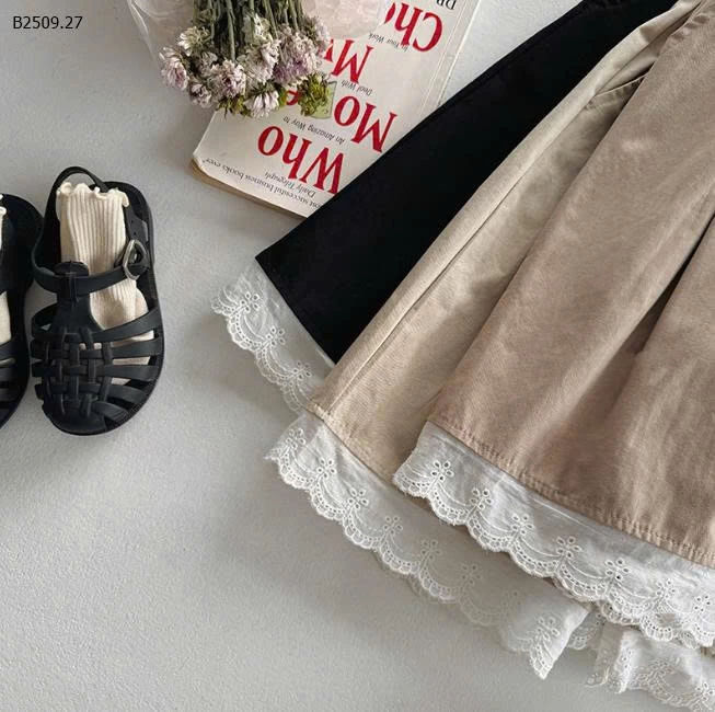 Quần ống rộng ren phong cách Hàn Quốc cho bé gái - sỉ 114k 