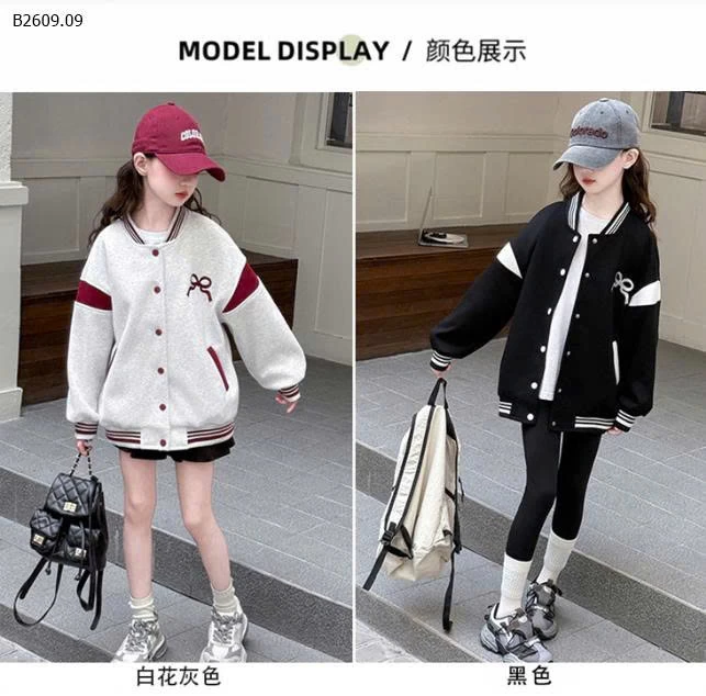 KHOÁC BOMBER NỈ THÊU NƠ BG SZ ĐẠI- sỉ 260k