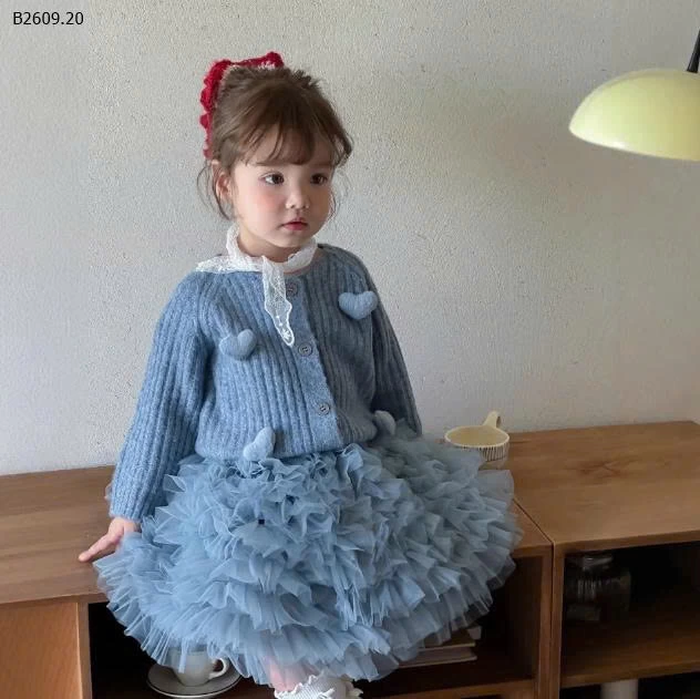 SET ÁO LEN CARDIGAN MIX CHÂN VÁY TUTU CHERRYCOCO - sỉ 305k