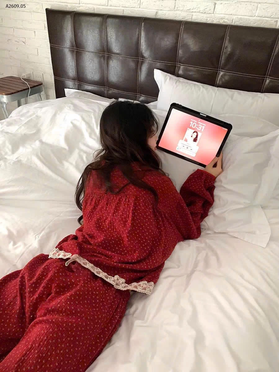 PIJAMA HOA NHÍ ĐỎ muslin nội địa Trung- sỉ 126k