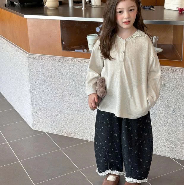 Quần  jean phối ren chấm bi ambb-Giá sỉ  sz 90-150 :  179k sz 160 : 193k sz 170 : 208k