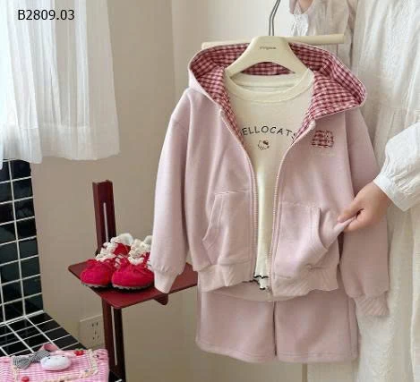 SET NỈ HỒNG KẺ CARO NINGLI-Giá sỉ 208k