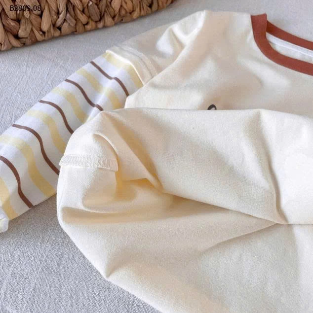 ÁO THUN GIẢ 2 LỚP TAY KẺ LABUBU-Giá sỉ 88k