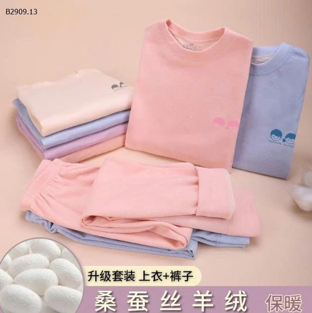 Bộ đồ lót giữ nhiệt bằng lụa len cổ giữa cho trẻ -Giá sỉ 79k