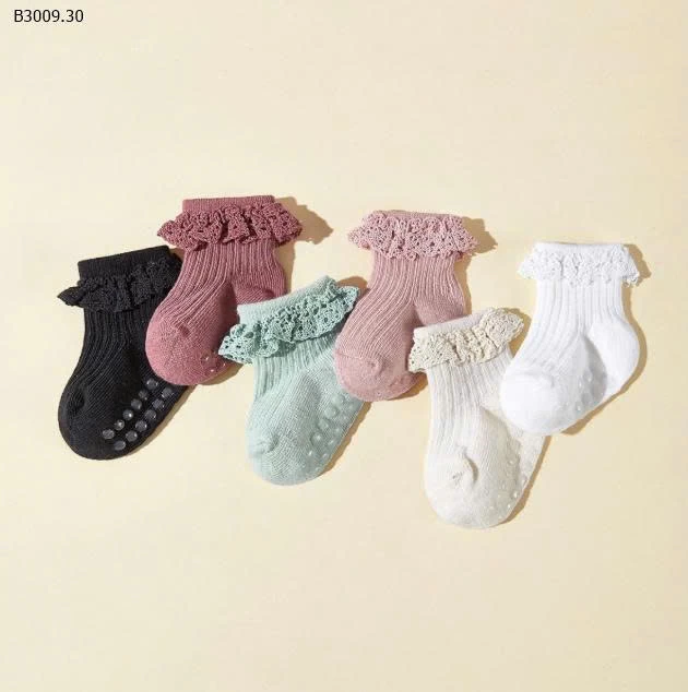 SET 6 ĐÔI TẤT CHỐNG TRƠN CỔ  REN -Giá sỉ 70k /1 set 6 đôi không tách lẻ không chọn màu