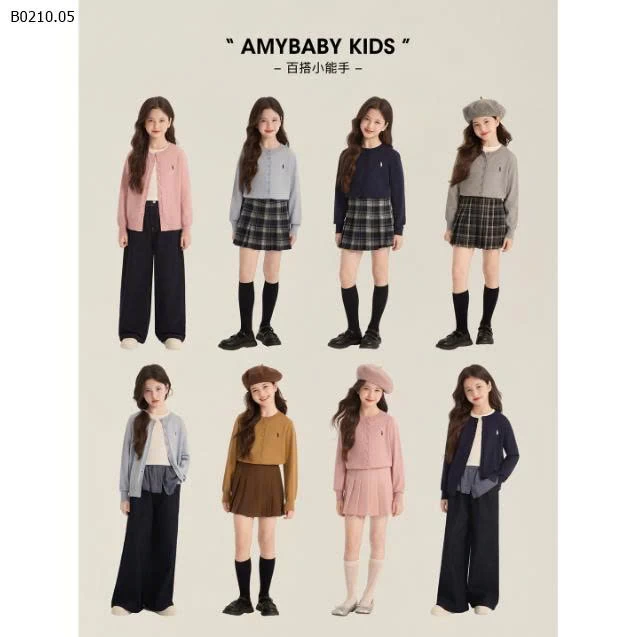 Áo len cardigan cổ tròn thêu ngựa phong cách Hồng Kông nhà AMYBABY - sỉ giá 260k 