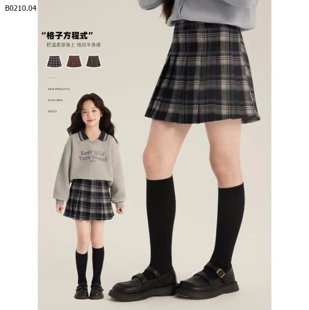 CHÂN VÁY KẺ XẾP LY AMYBABY-Giá sỉ 260k