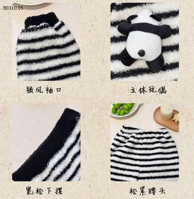 BỘ ĐỒ NGỦ KẺ GẤU TRÚC LINANXI-Giá sỉ 210k