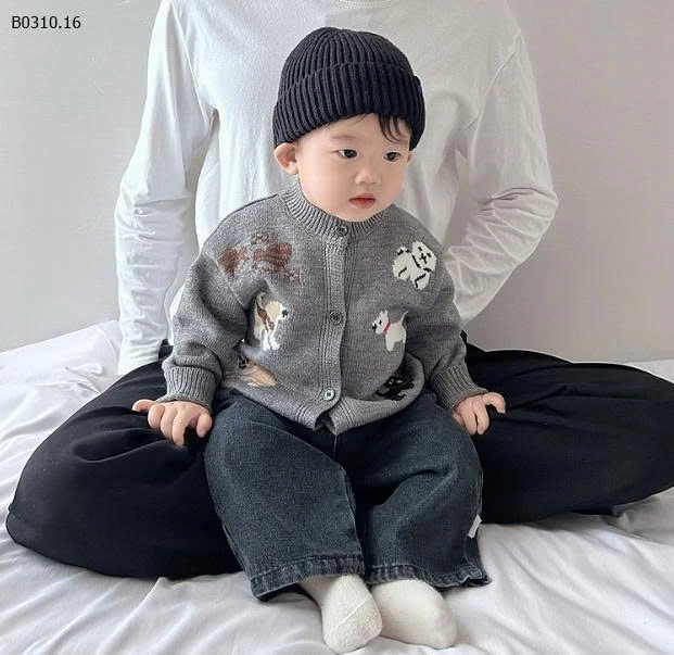 Áo len cardigan len họa tiết cún con mix quần - giá sỉ  áo giá 143k quần  giá  120k