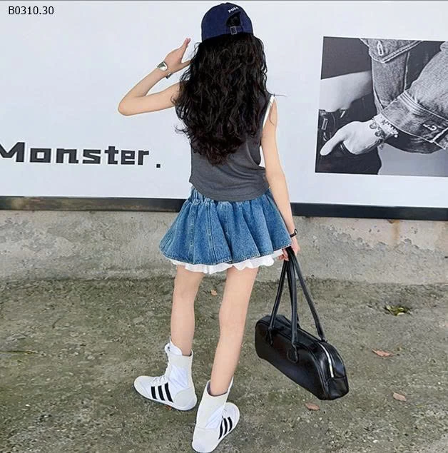 SET ÁO SÁT NÁCH MIX CV JEAN BÉ GÁI -Sỉ giá  áo: 132k  cv: 195k 