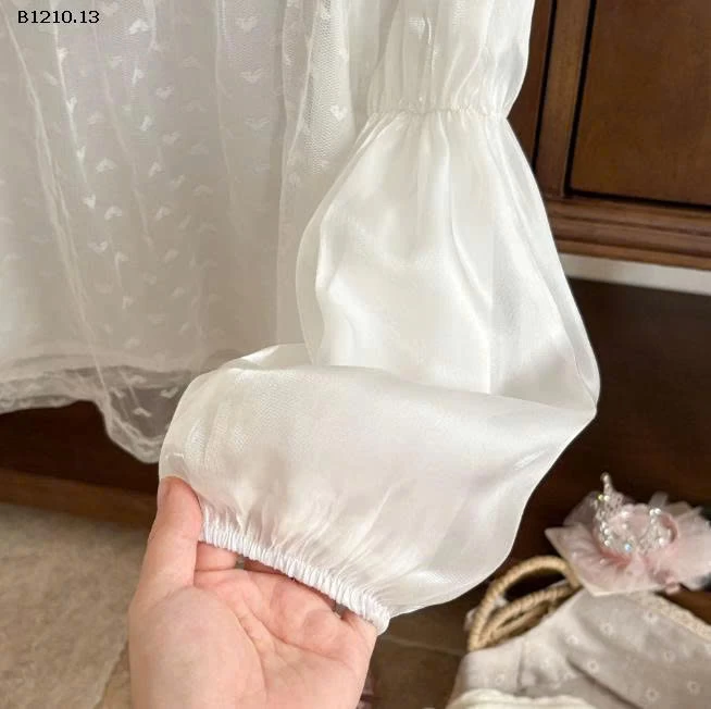 ÁO SƠ MI PHỐI REN LƯỚI CHO BÉ GÁI  - sỉ 130k