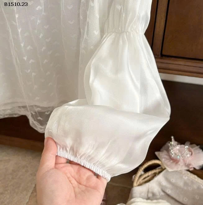 ÁO SƠ MI PHỐI REN LƯỚI CHO BÉ GÁI-Giá sỉ 123k