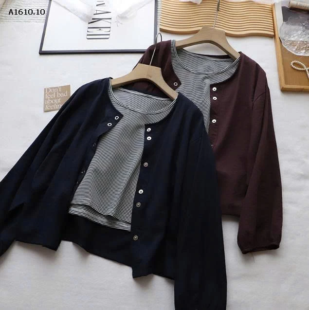 SÉT ÁO KẺ KÈM KHOÁC MỎNG- sỉ 194k