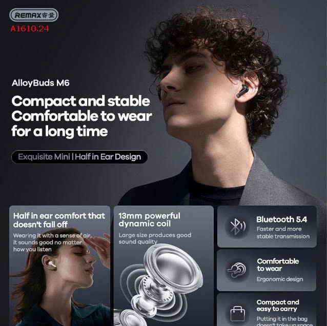TAI NGHE BLUETOOTH REMAX ALLOYBUDS M6 - sỉ 230k