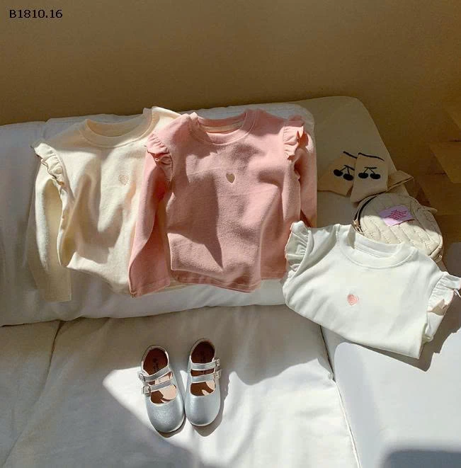 Áo thun dài tay thêu họa tiết tình yêu phong cách Hàn Quốc cho bé- sỉ giá 102k