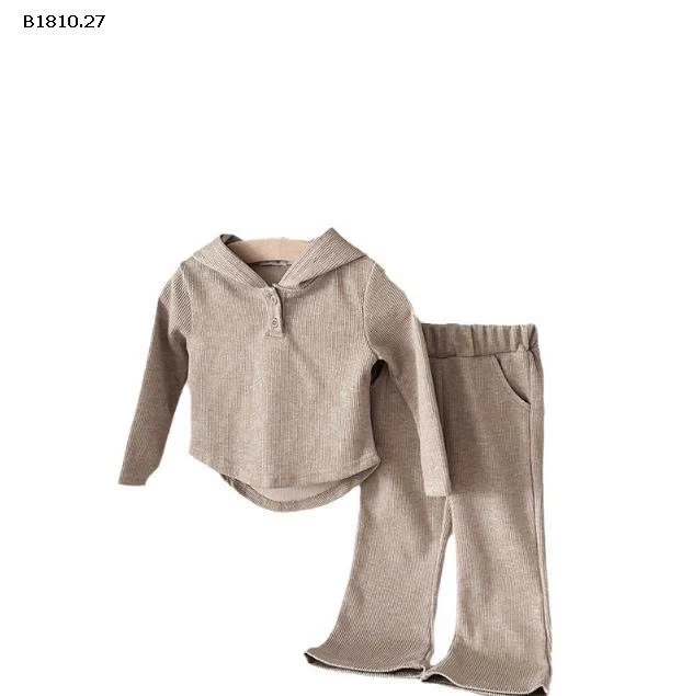 Bộ đồ nỉ trùm đầu quần ống rộng cho bé - sỉ 165k 