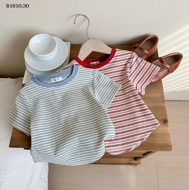 Áo thun nữ tay ngắn ôm họa tiết sọc retro phong cách Mỹ - sỉ 85k