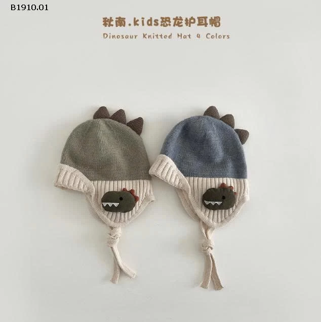 MŨ KHỦNG LONG BỊT TAI CHO BÉ-Giá sỉ 84k