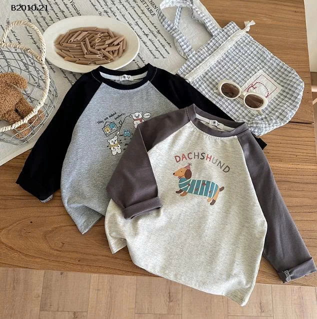 ÁO THUN DÀI TAY HỌA TIẾT CHÓ DACHSHUND-Giá sỉ 92k