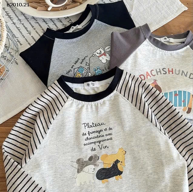 ÁO THUN DÀI TAY HỌA TIẾT CHÓ DACHSHUND-Giá sỉ 92k