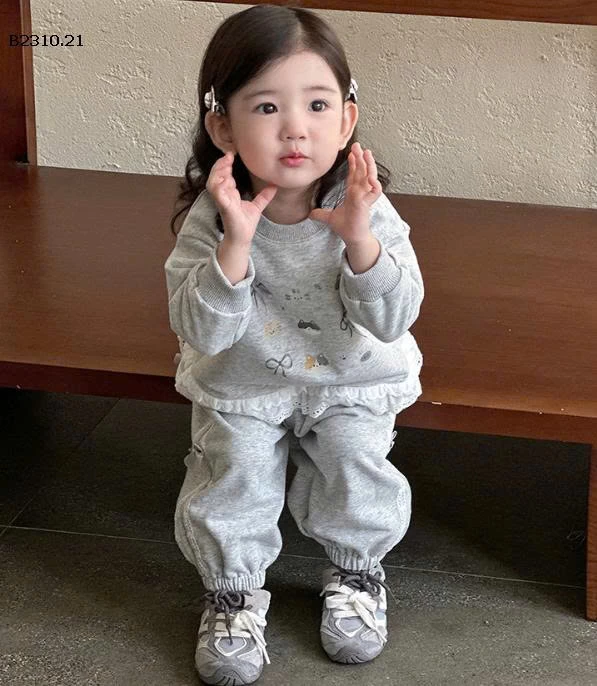 Bộ đồ thu đông  nơ xinh xắn cao cấp cho bé - sỉ gIá 283k