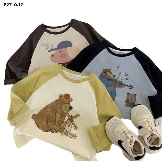 Áo thun  in họa tiết hoạt hình cho bé  nhà Huzhou Zhili - sỉ 112k 