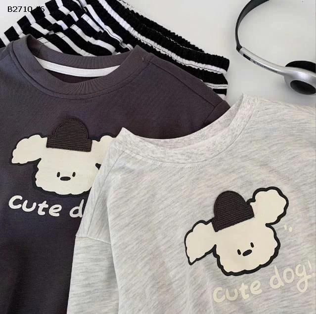 Áo thun in chú chó cute nhà Huzhou Zhili - sỉ 128k 